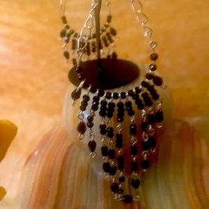 MASTERPIECE handmade 925 sterling silver glass beaded chandelier earrings